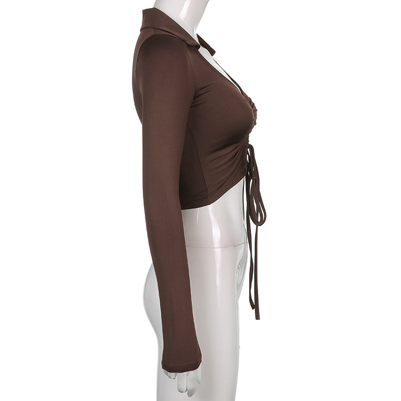 Marie Ruched Deep V-Neck Crop Top