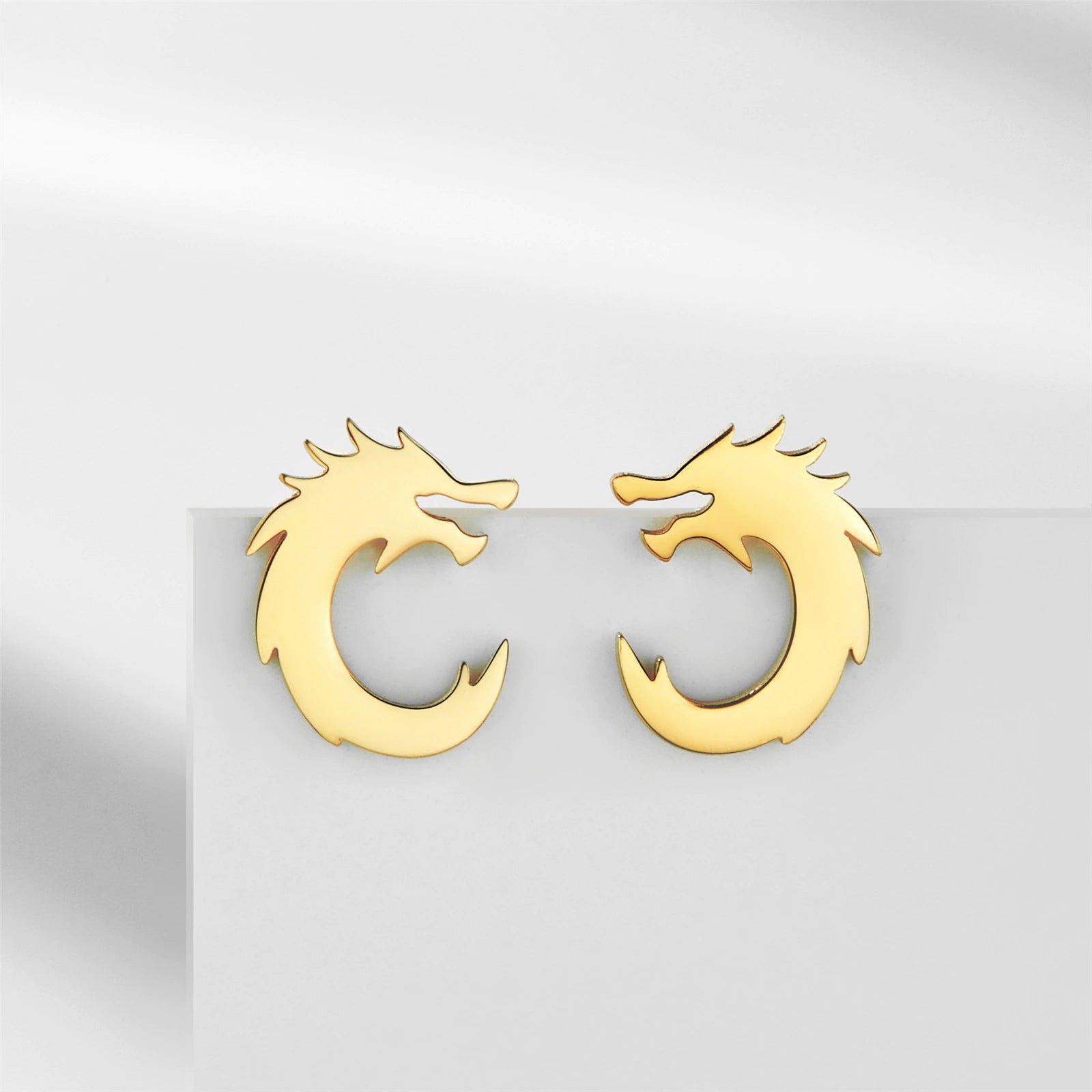 Stainless Steel Dragon Stud Earrings