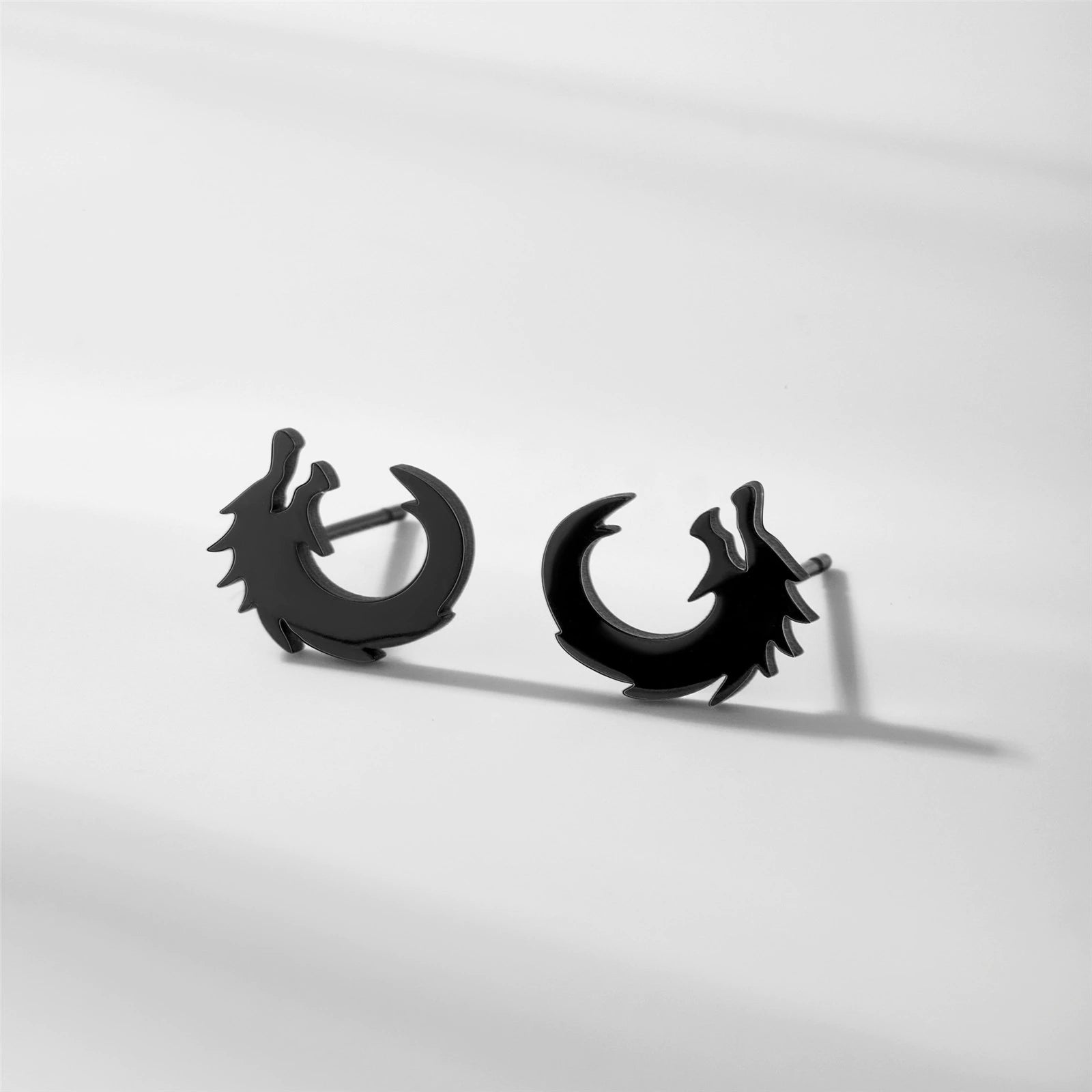 Stainless Steel Dragon Stud Earrings