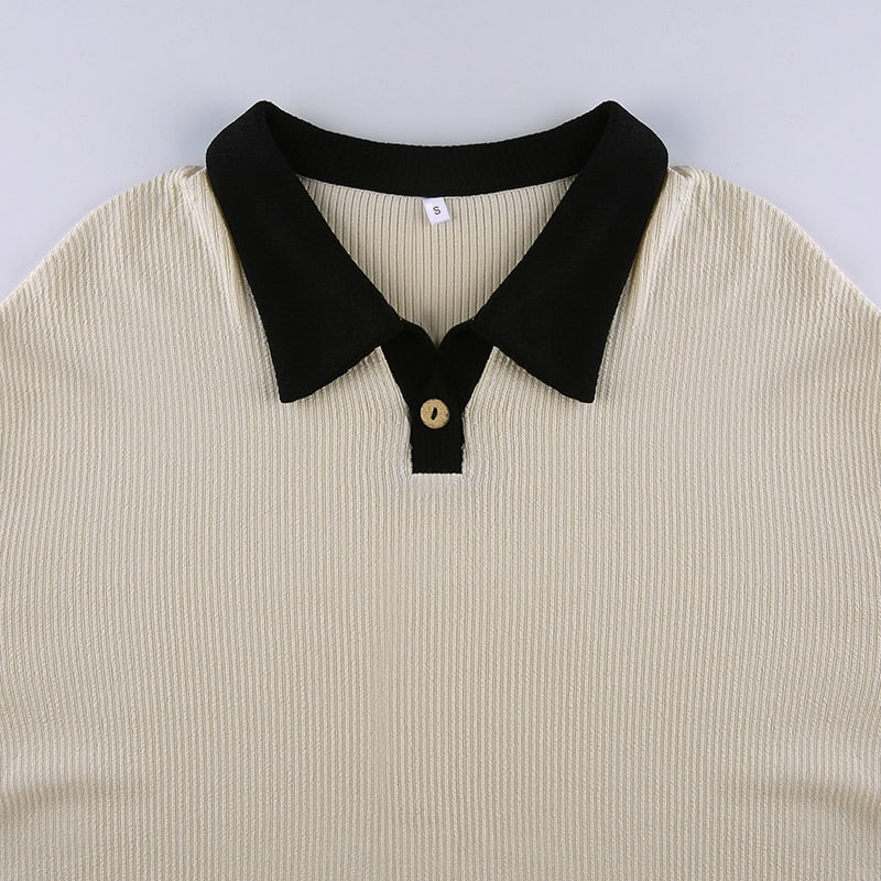 Café Cropped Polo Top