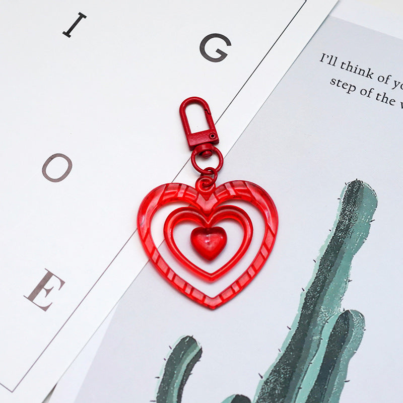 y2k red heart retro love acrylic keychain