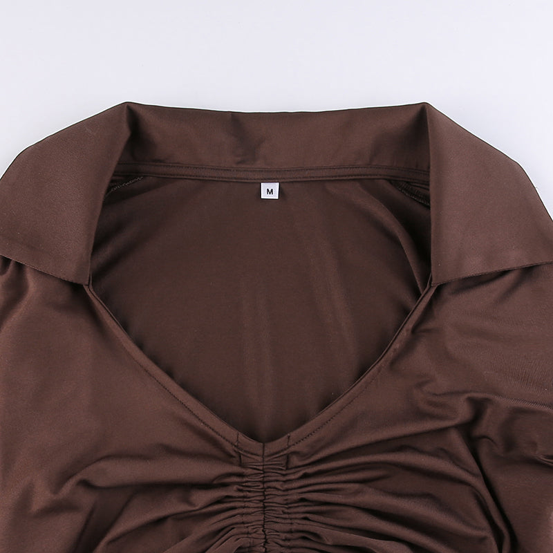 Marie Ruched Deep V-Neck Crop Top