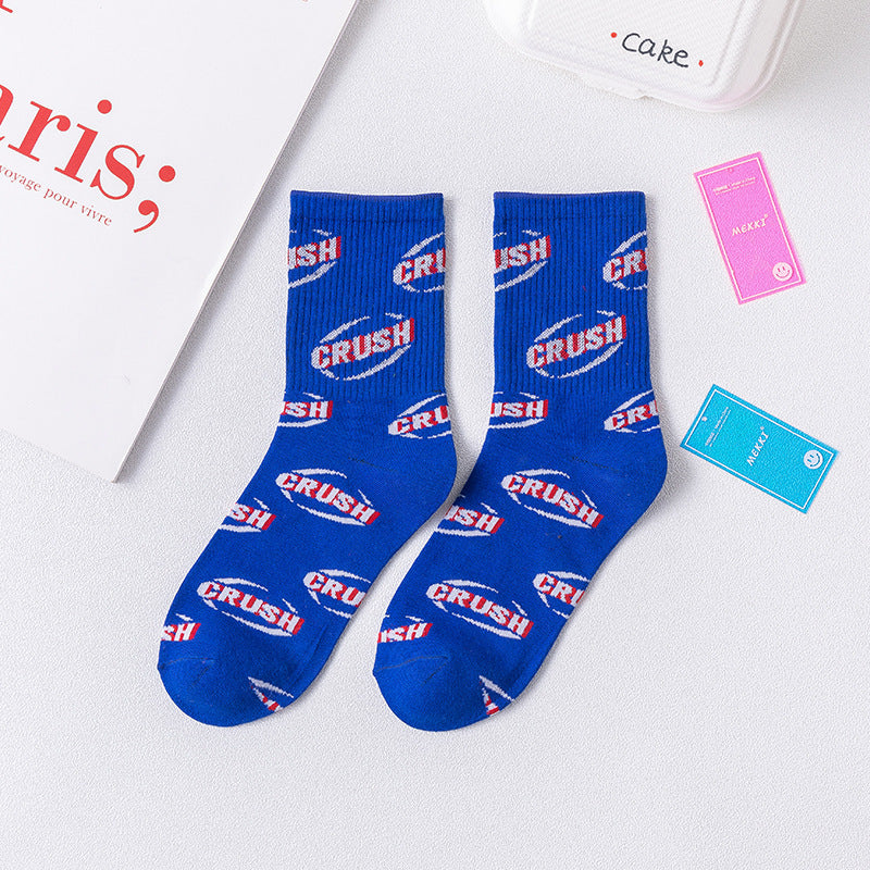 blue CRUSH streetwear crew socks