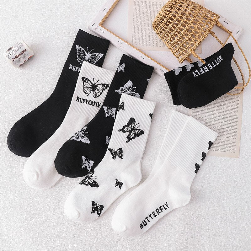 butterfly crew socks variety