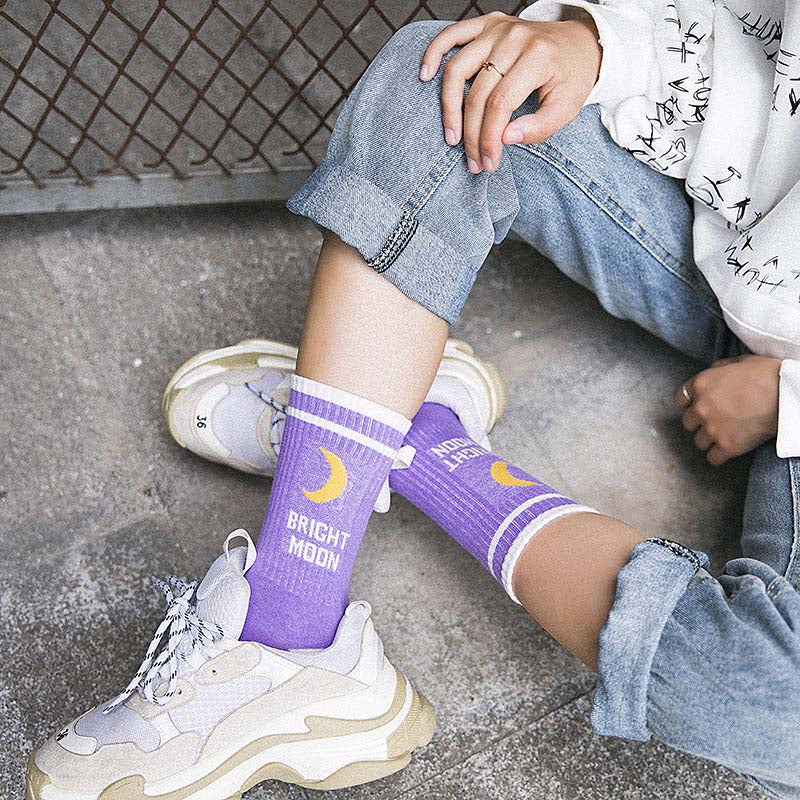 Bright Moon Crew Socks