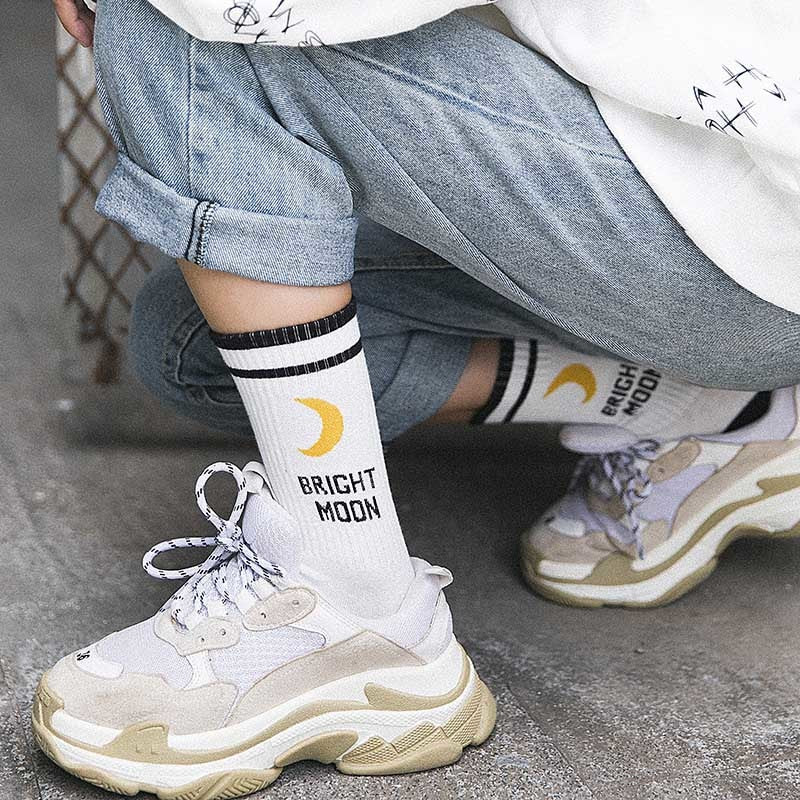 Bright Moon Crew Socks