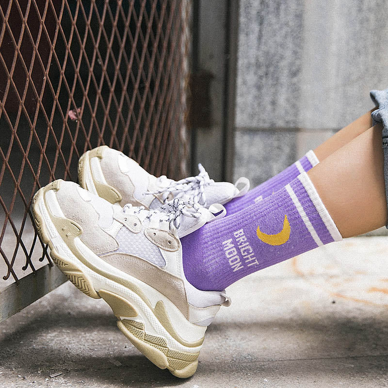 Bright Moon Crew Socks