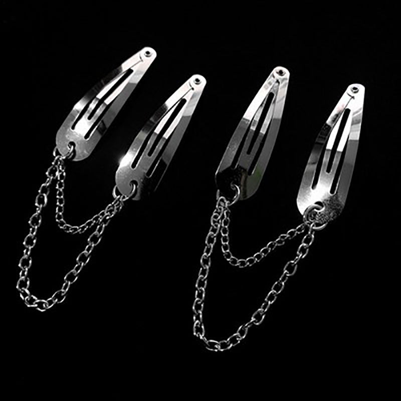 snap hair clips connected by two chains