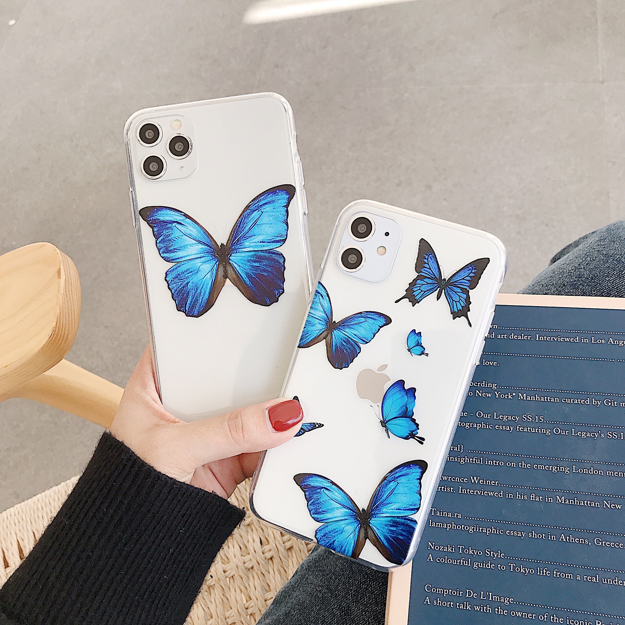 blue butterfly y2k aesthetic clear phone case