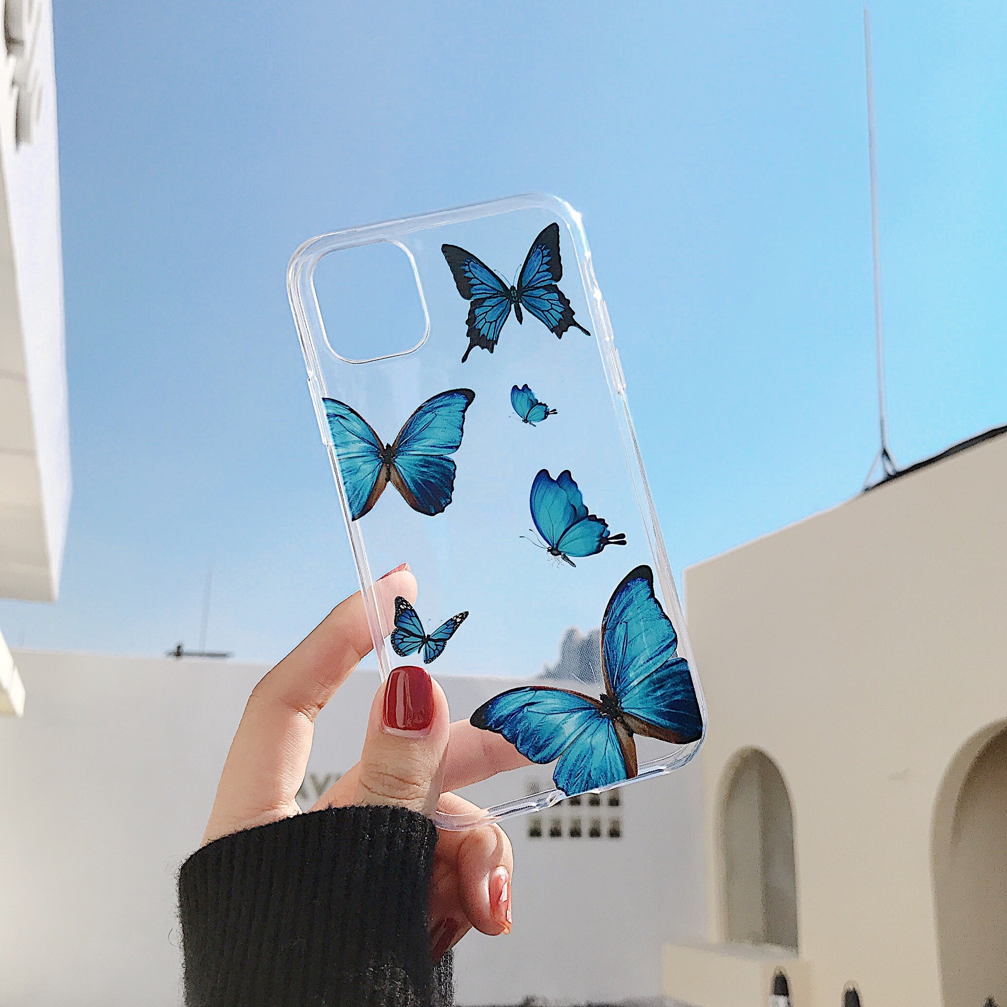 blue butterfly y2k aesthetic clear phone case
