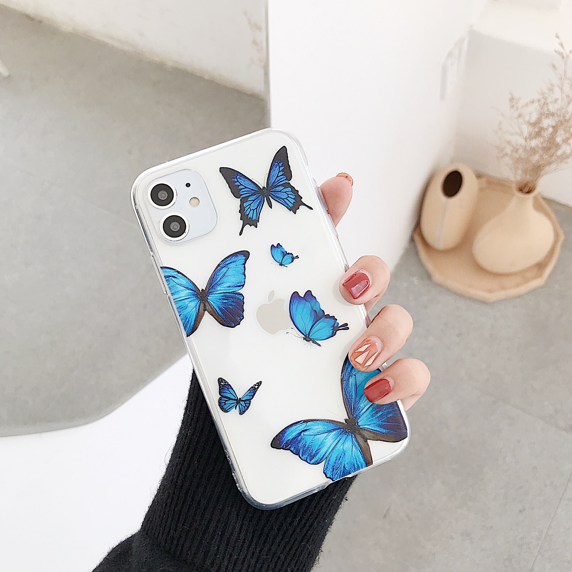 blue butterfly y2k aesthetic clear phone case