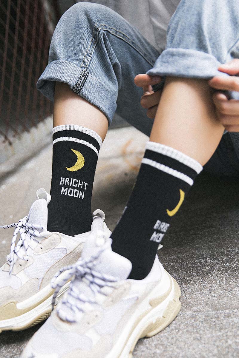 Bright Moon Crew Socks
