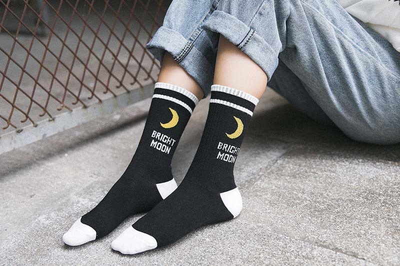 Bright Moon Crew Socks