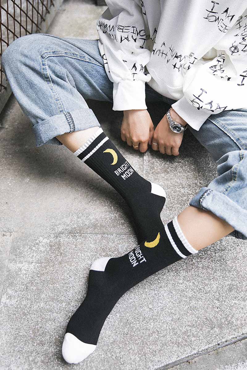 Bright Moon Crew Socks