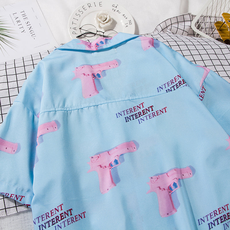 Pink Gun Print Shirt