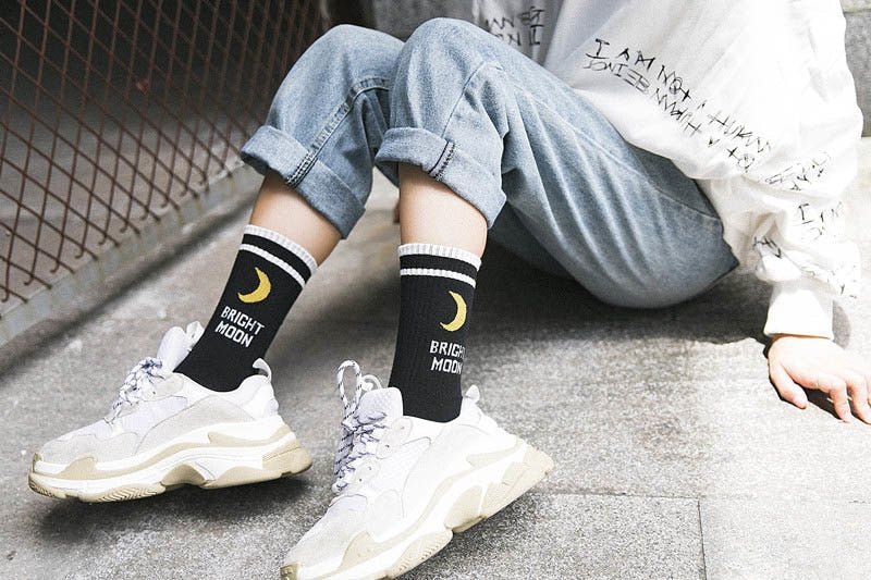 Bright Moon Crew Socks