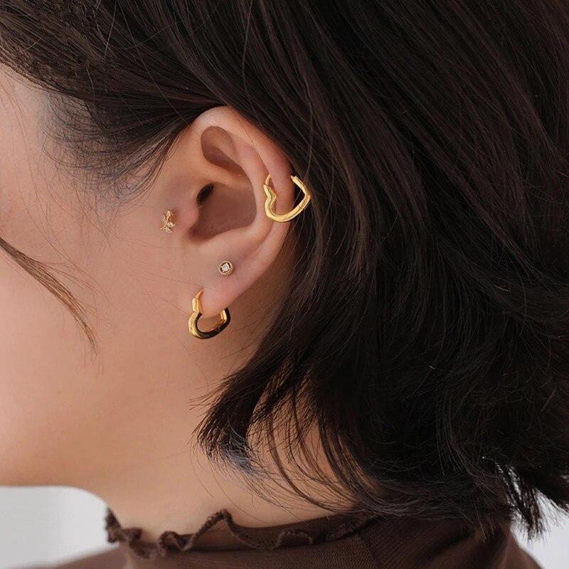 gold mini heart hoops