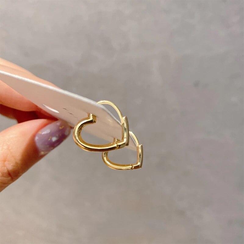gold mini heart hoops