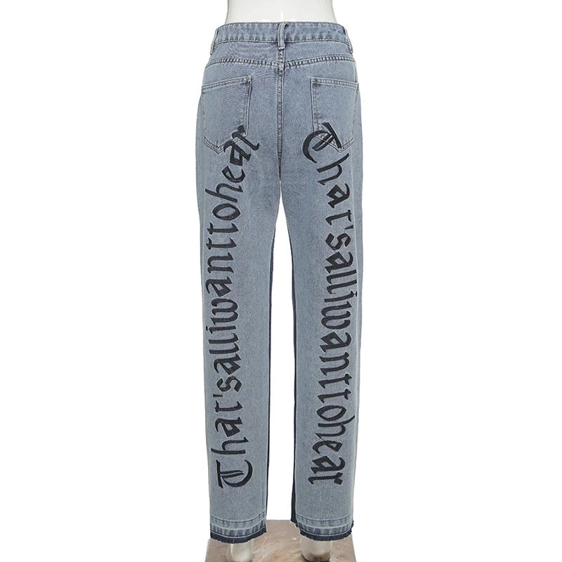 'That's All I Want to Hear' Lettering Jeans