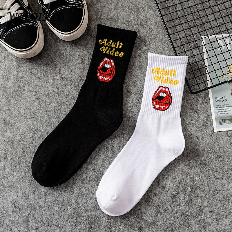 AV Red Lips Crew Socks