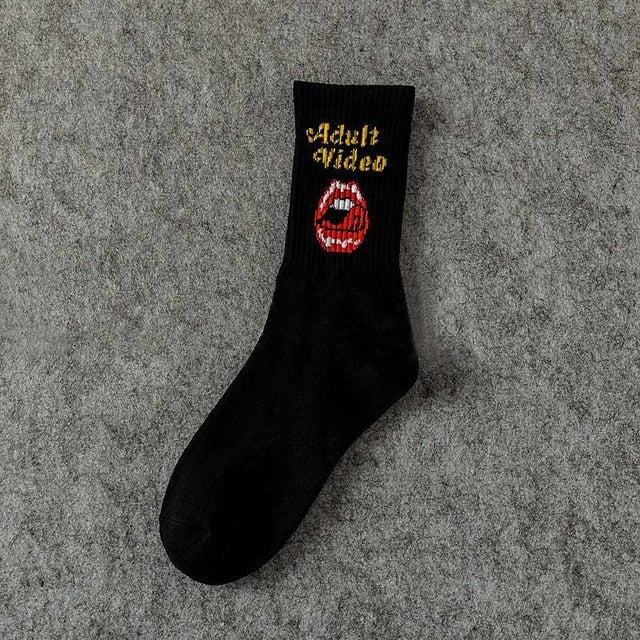 AV Red Lips Crew Socks