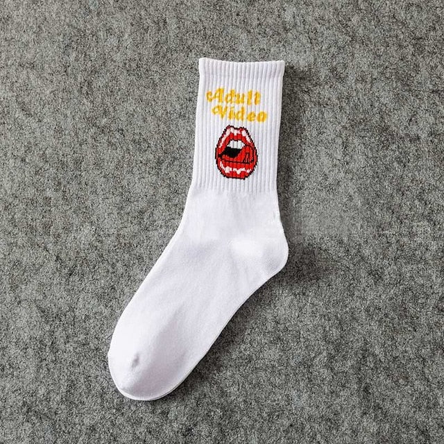 AV Red Lips Crew Socks