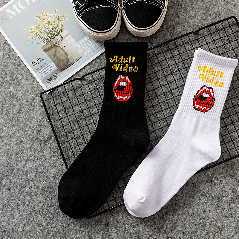 AV Red Lips Crew Socks
