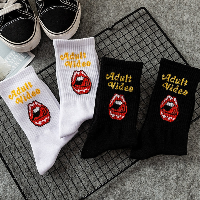 AV Red Lips Crew Socks