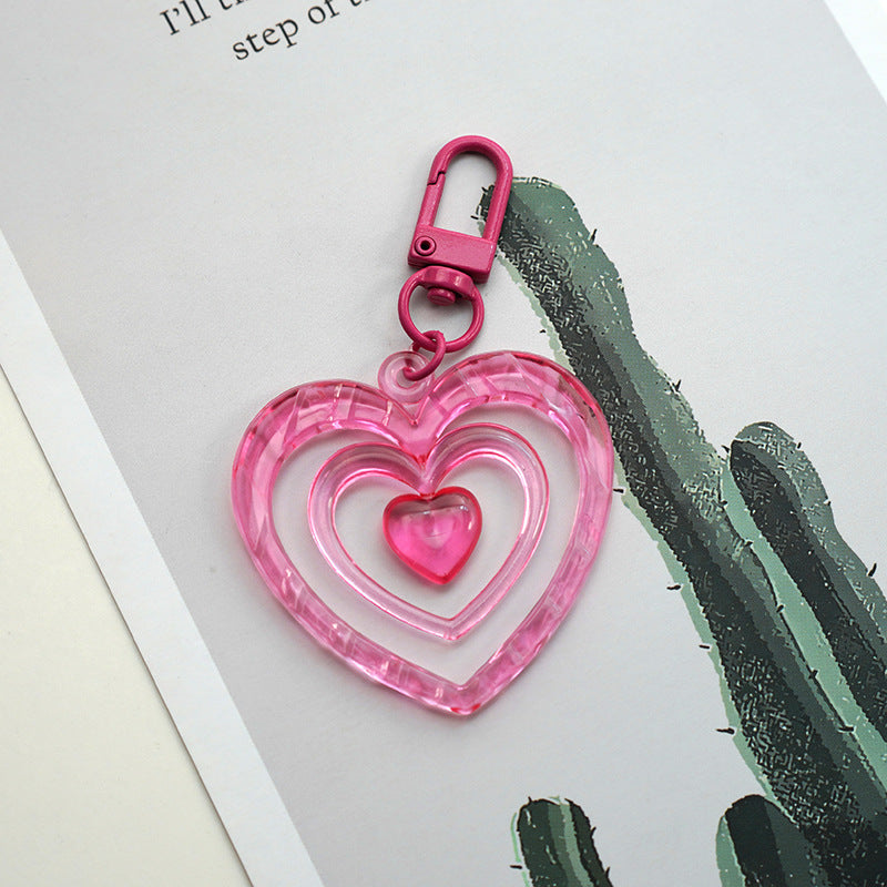 y2k pink heart retro love acrylic keychain