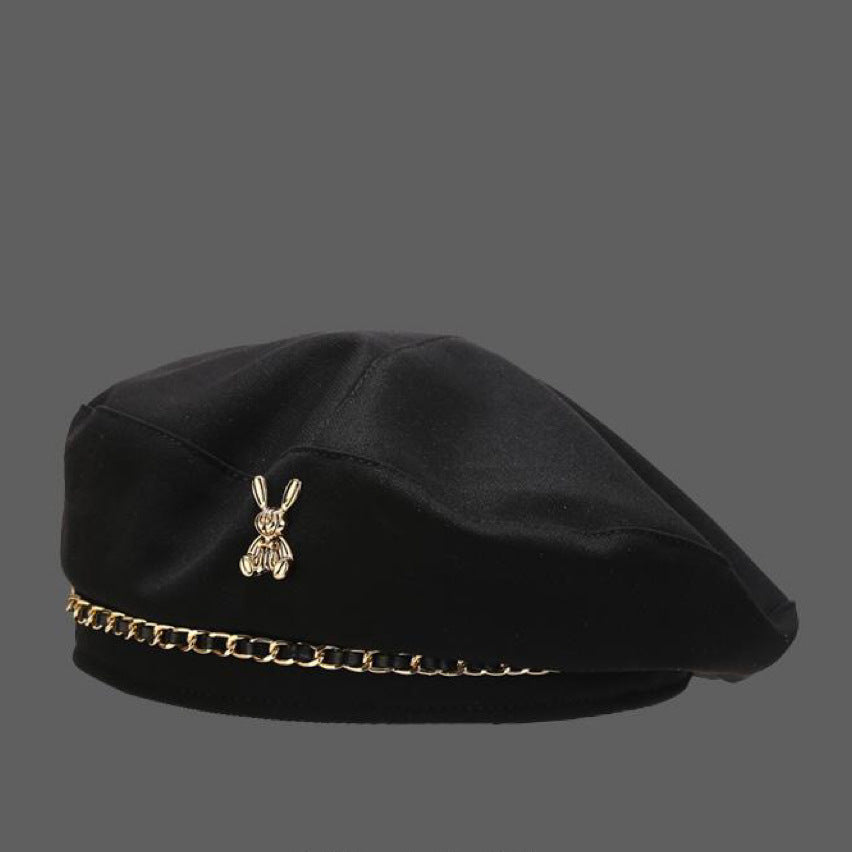 korean rabbit chain beret