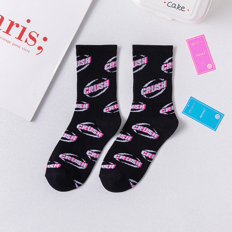 black CRUSH streetwear crew socks