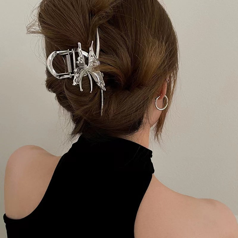Silver Butterfly Hair Claw Clip