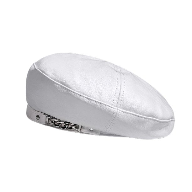 Liah PU Leather Chain Beret