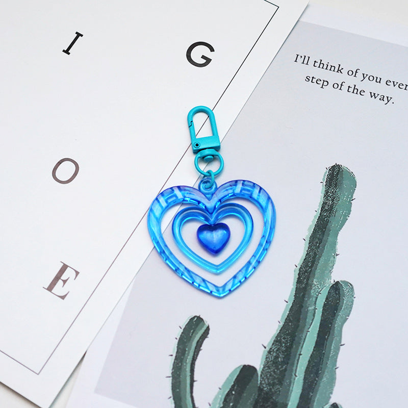 y2k blue heart retro love acrylic keychain