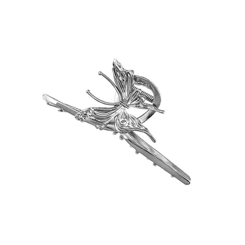 Silver Butterfly Hair Claw Clip