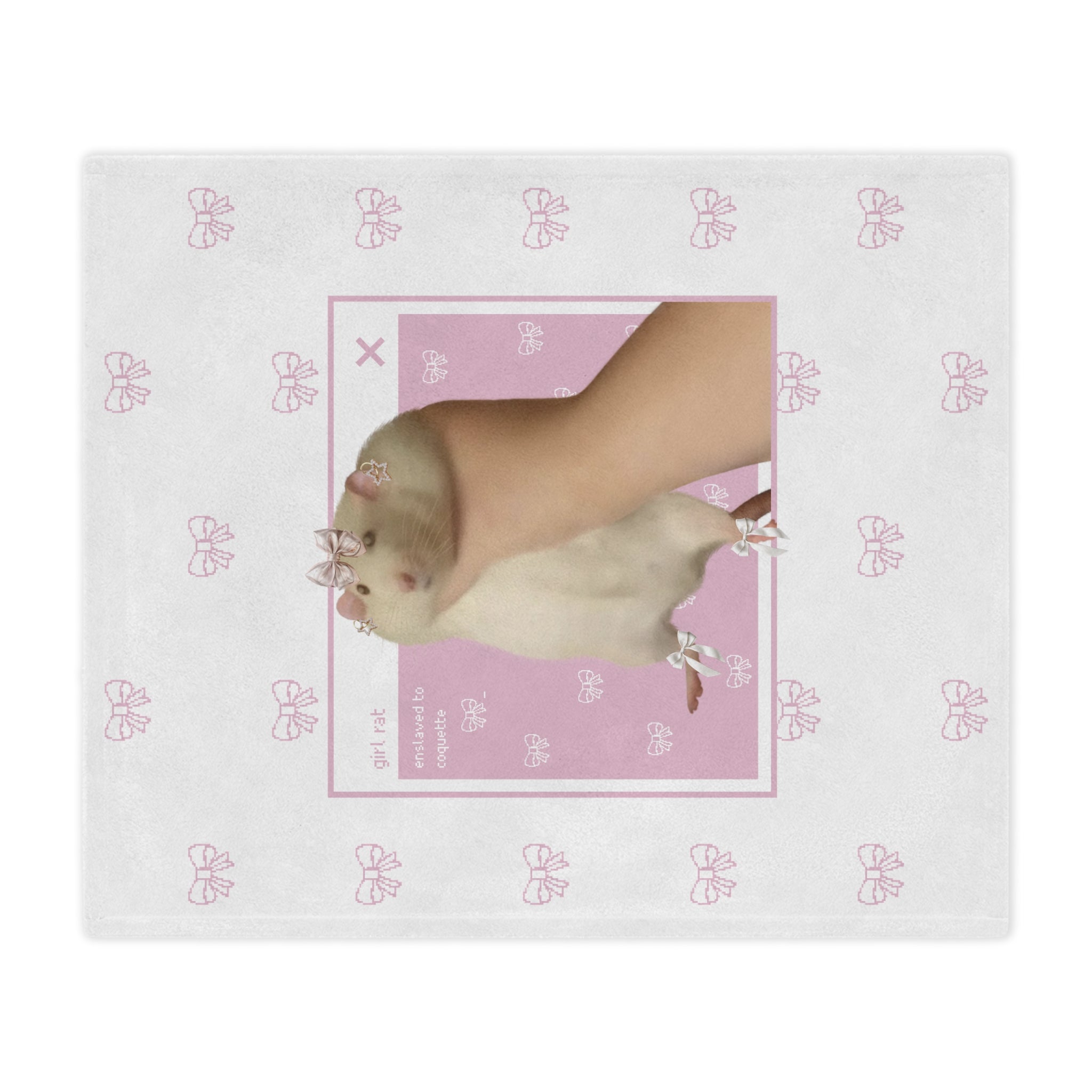 Soft Coquette Pixel Bow Girl Rat Microfiber Blanket