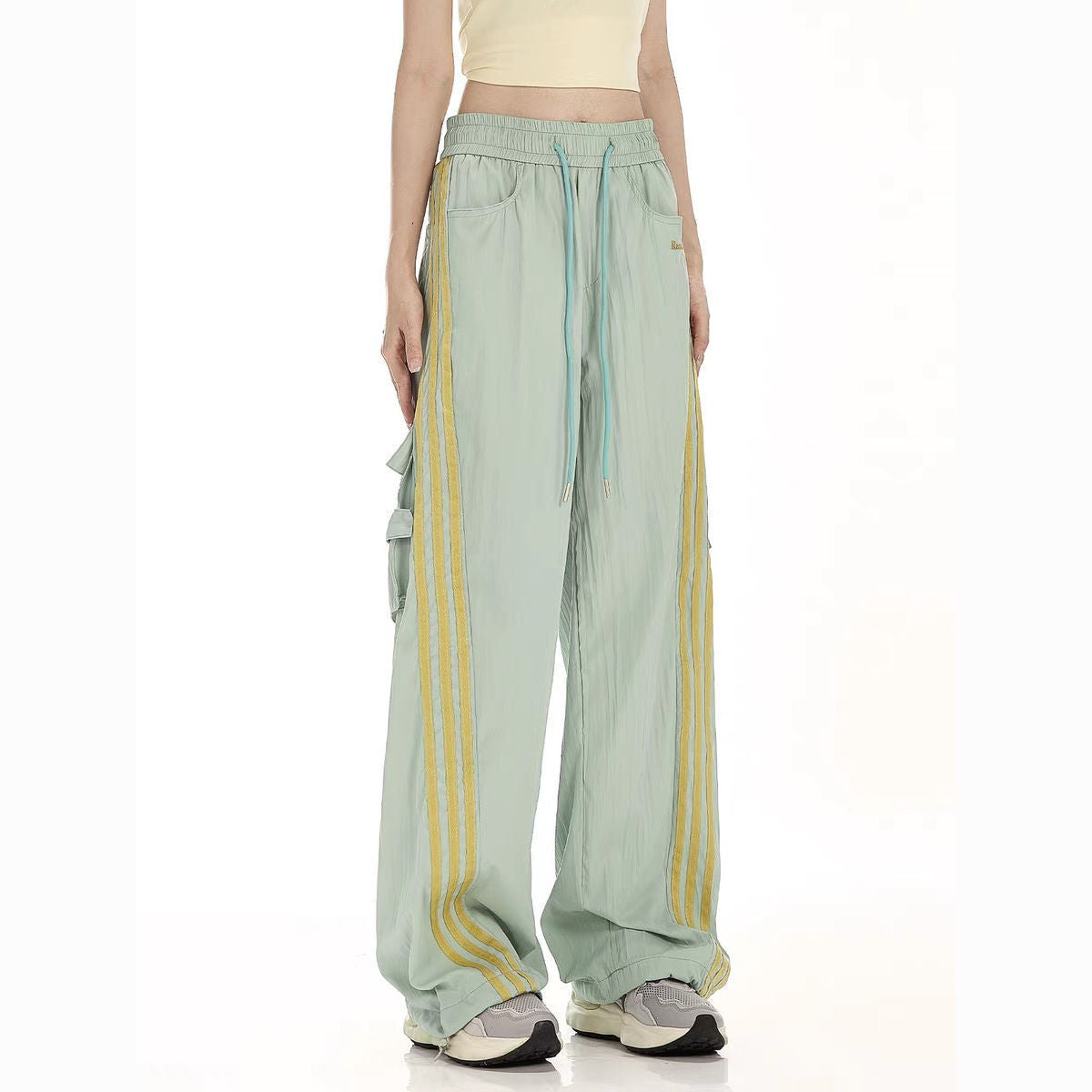 Baggy Fit Striped Cargo Track Pants