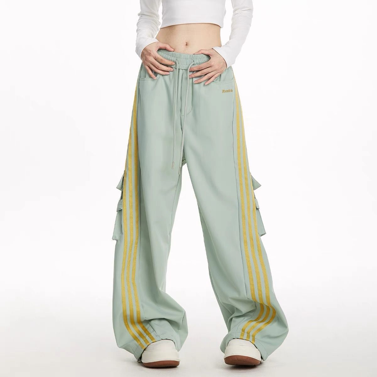 Baggy Fit Striped Cargo Track Pants