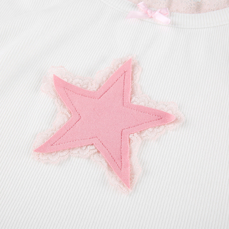 Pink Star Lace Tank Top