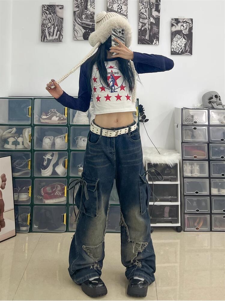 Miki Star Baggy Cargo Jeans