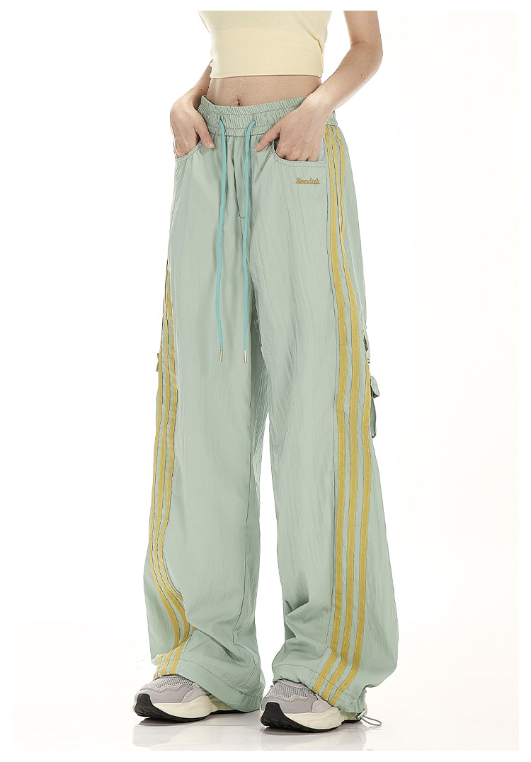 Baggy Fit Striped Cargo Track Pants