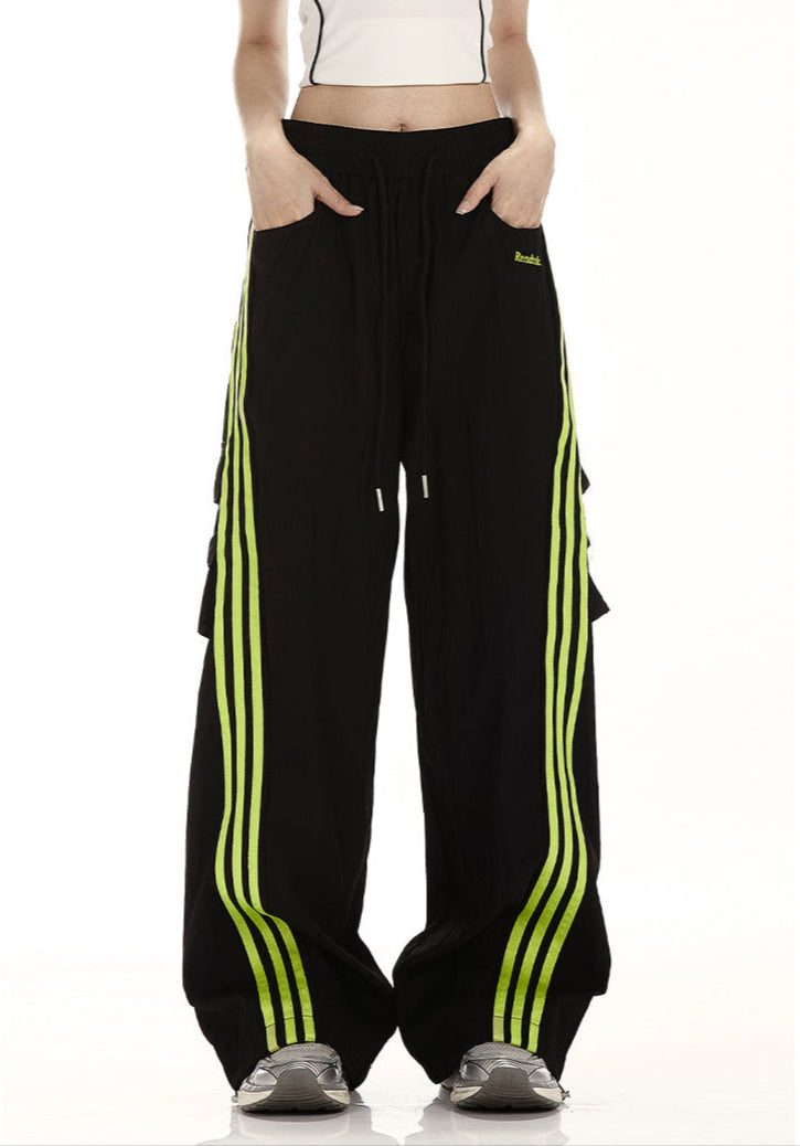 Baggy Fit Striped Cargo Track Pants