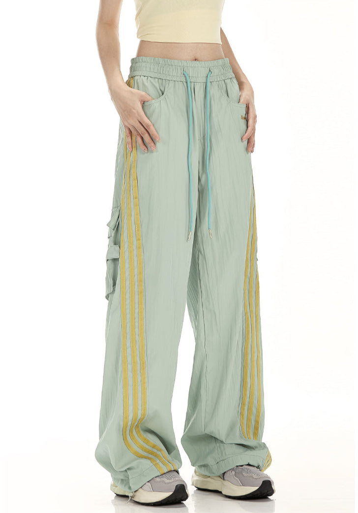 Baggy Fit Striped Cargo Track Pants