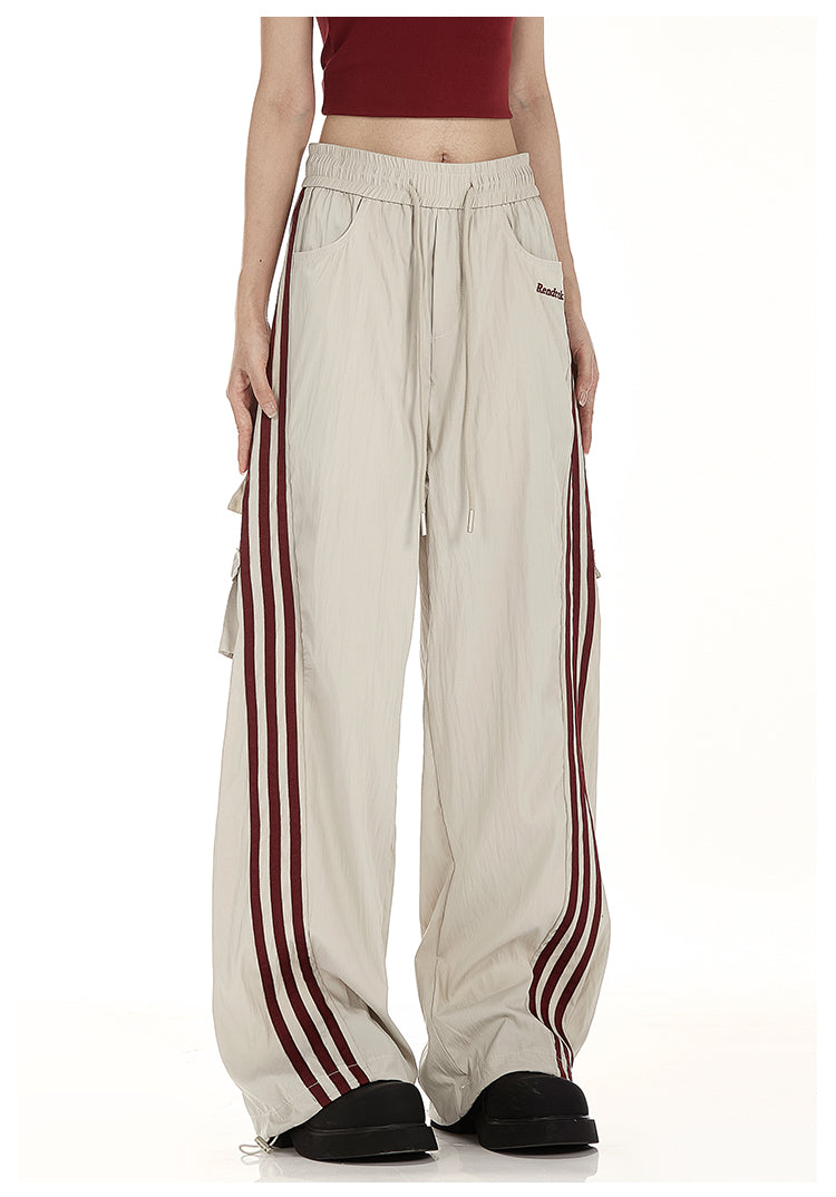 Baggy Fit Striped Cargo Track Pants