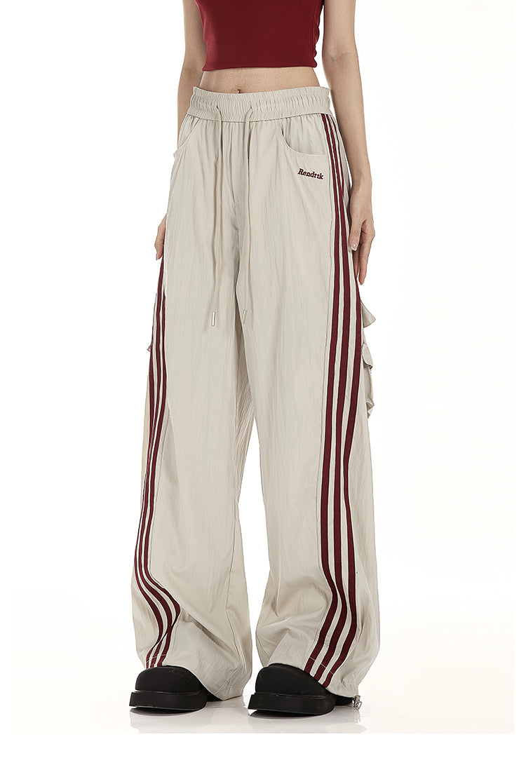 Baggy Fit Striped Cargo Track Pants