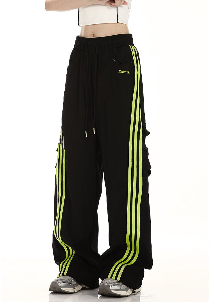 Baggy Fit Striped Cargo Track Pants