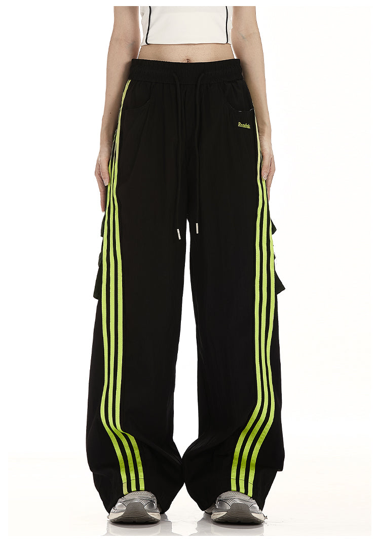 Baggy Fit Striped Cargo Track Pants