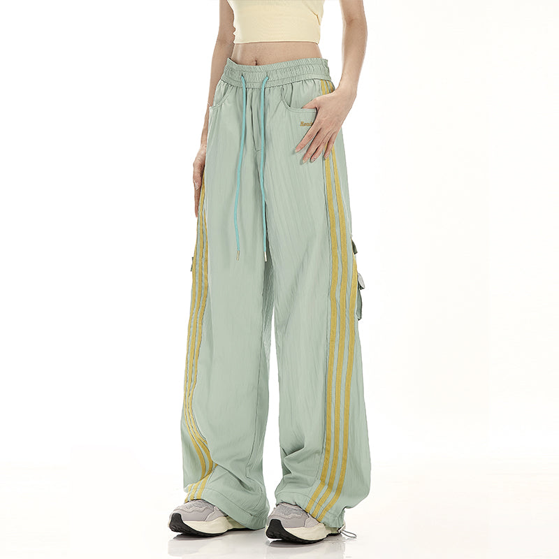 Baggy Fit Striped Cargo Track Pants