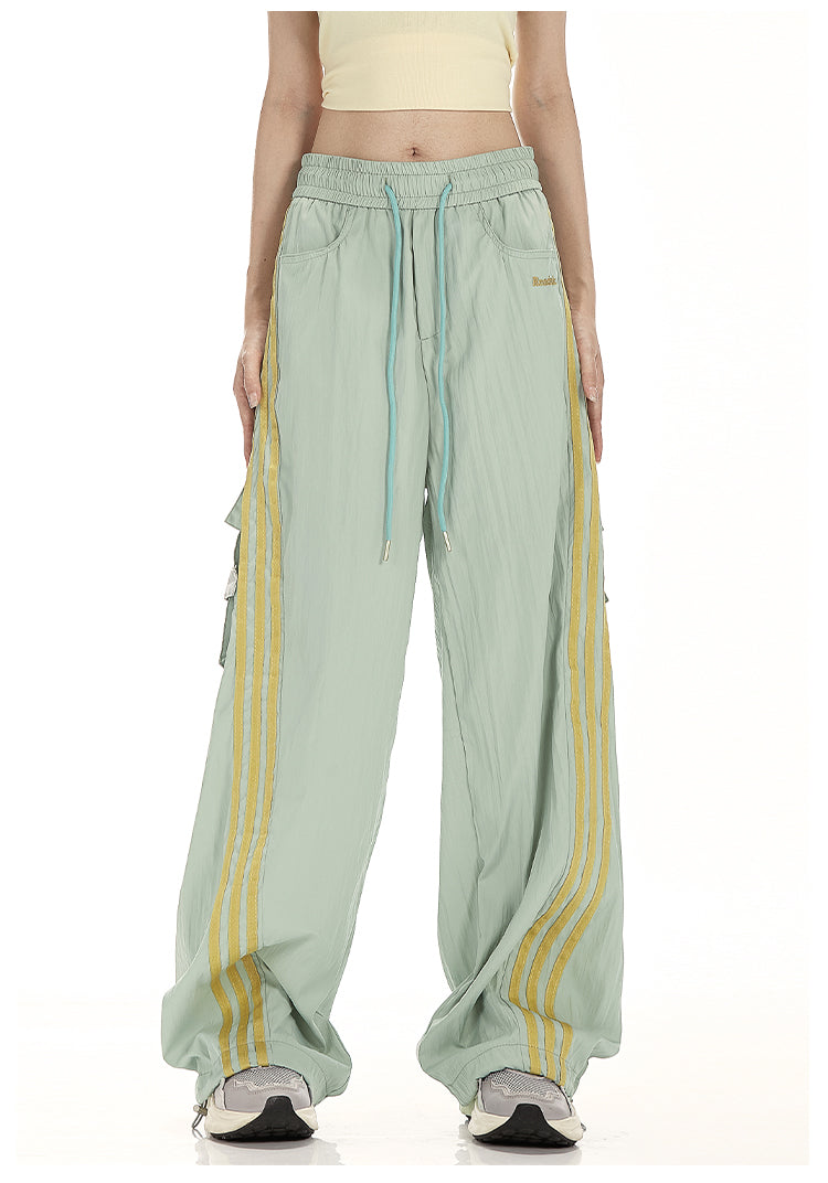 Baggy Fit Striped Cargo Track Pants