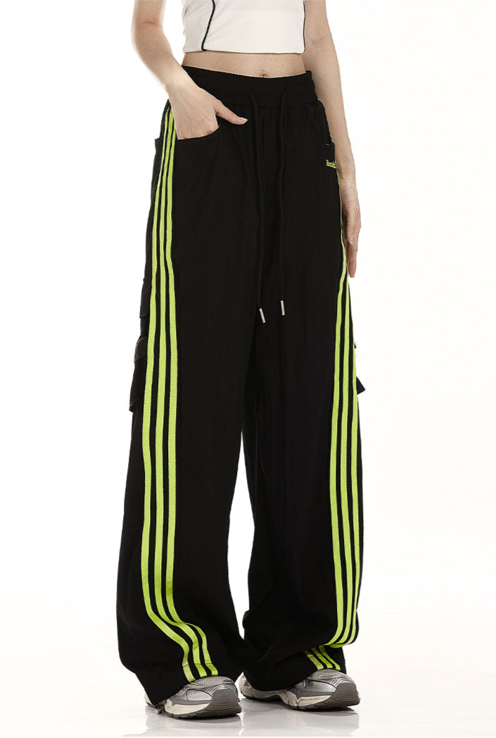 Baggy Fit Striped Cargo Track Pants